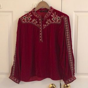 New in red silk long sleeve